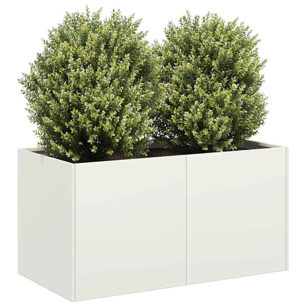 vidaXL Pflanzkübel Weiß 80x40x40 cm Kaltgewalzter Stahl