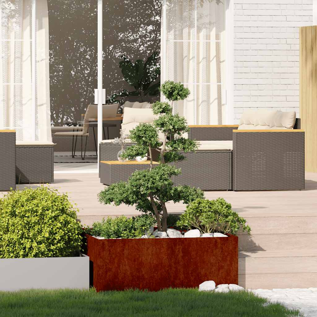vidaXL Pflanzkübel Rostig 100x100x40 cm Wetterfester Stahl