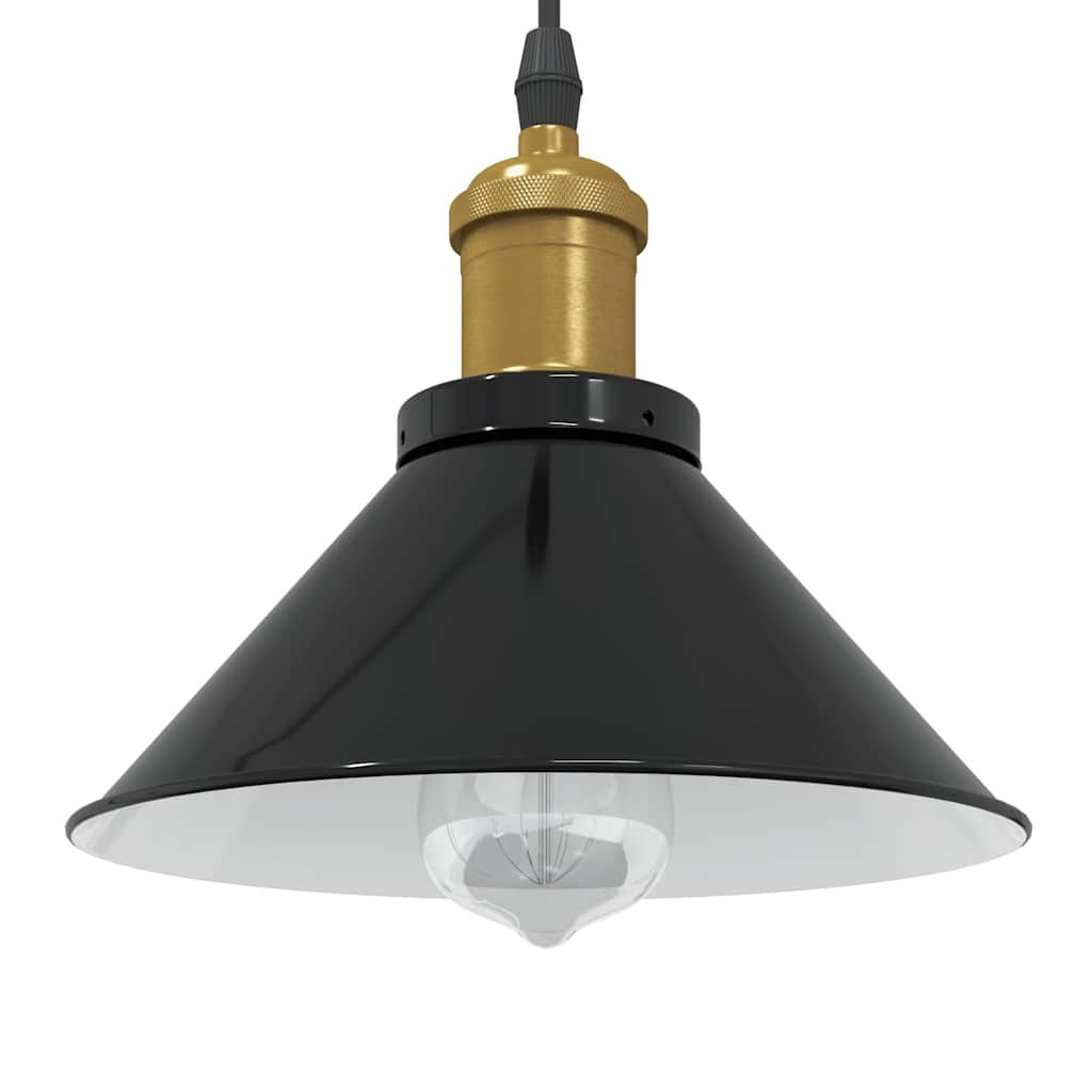 vidaXL Pendelleuchte Höhenverstellbar E27 Schwarz Glänzend Ø 22 cm