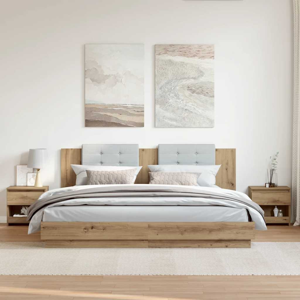 vidaXL Nachttische 2 Stk. Artisan-Eiche 40x30x39 cm Holzwerkstoff