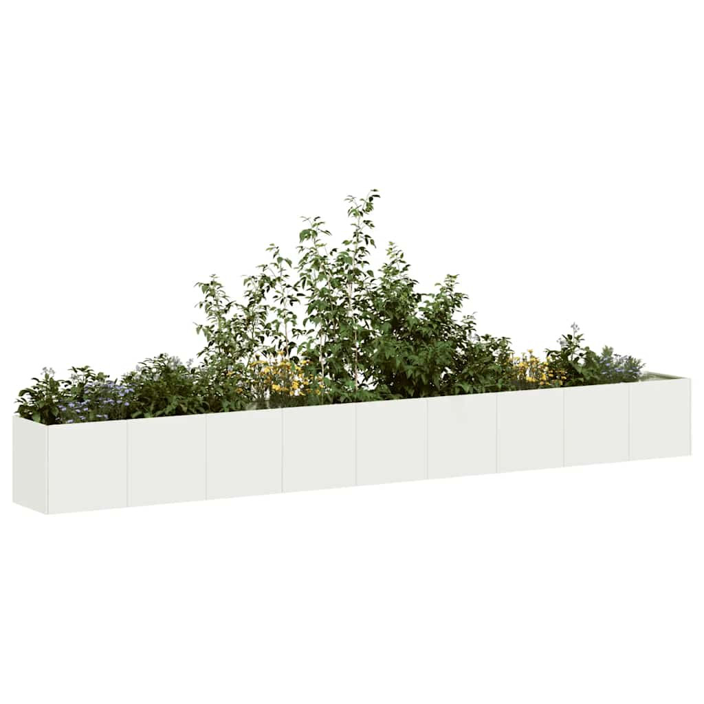 vidaXL Pflanzkübel Weiß 360x40x40 cm Kaltgewalzter Stahl