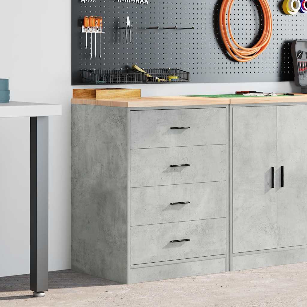 vidaXL Garagen-Aufbewahrungsschrank Betongrau Massivholz Kiefer