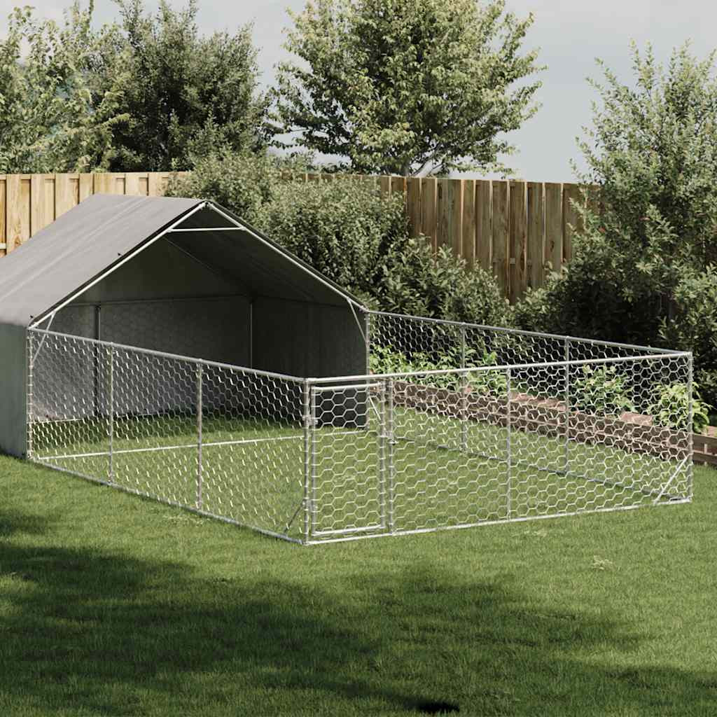 vidaXL Outdoor-Hundezwinger mit Auslauf 7x3x1,9 m Verzinkter Stahl