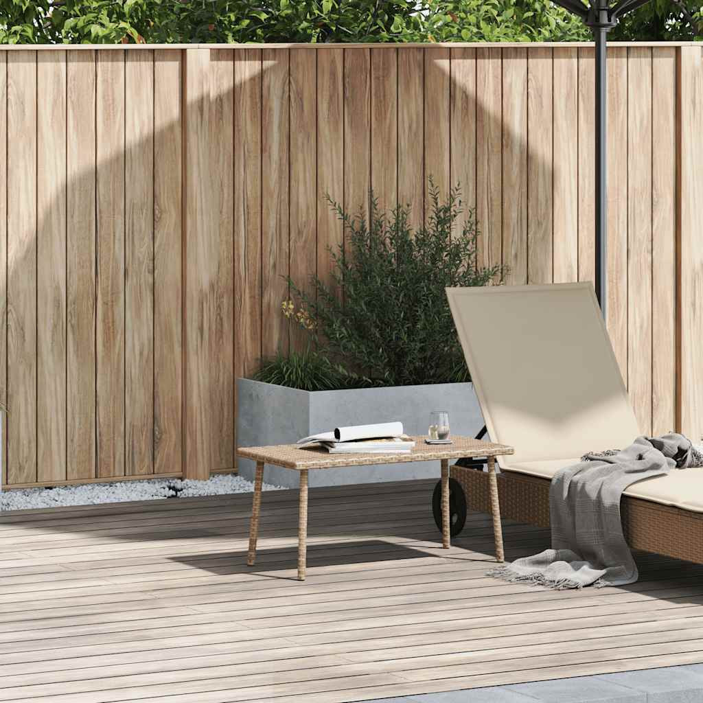 vidaXL Garten-Couchtisch Rechteckig Beige 80x40x37 cm Poly Rattan