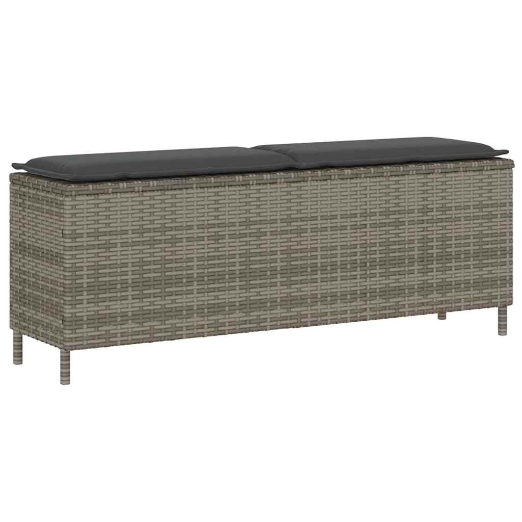 vidaXL Gartenbank mit Kissen Grau 110x30x40,5 cm Poly Rattan