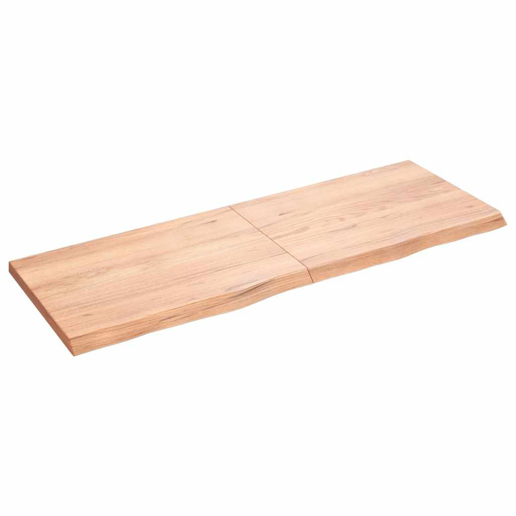 vidaXL Tischplatte Hellbraun 140x50x(2-4)cm Massivholz Eiche Behandelt