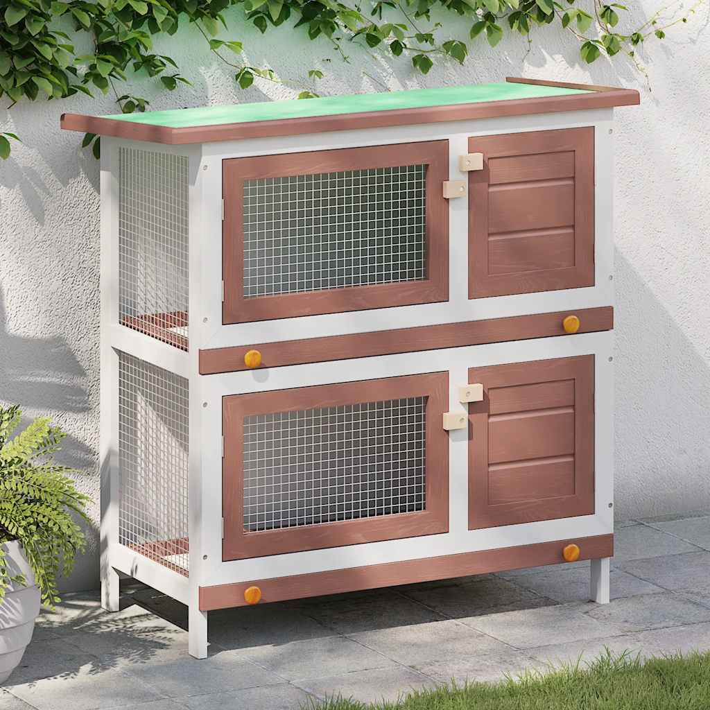 vidaXL Kaninchenstall 4 Türen Braun Holz