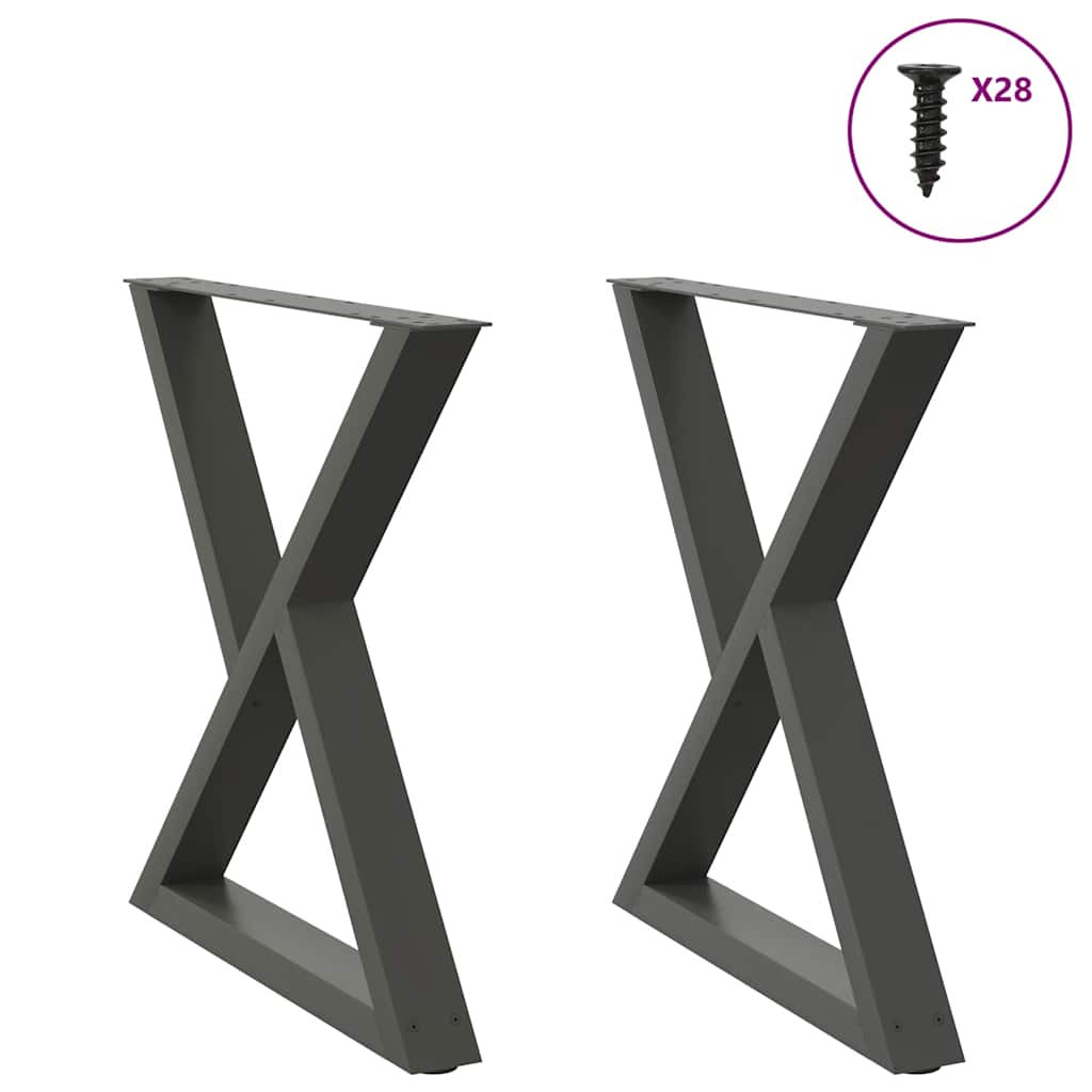 vidaXL Esstisch Beine 2 Stück Anthrazit 80x(72-73,3) cm Stahl