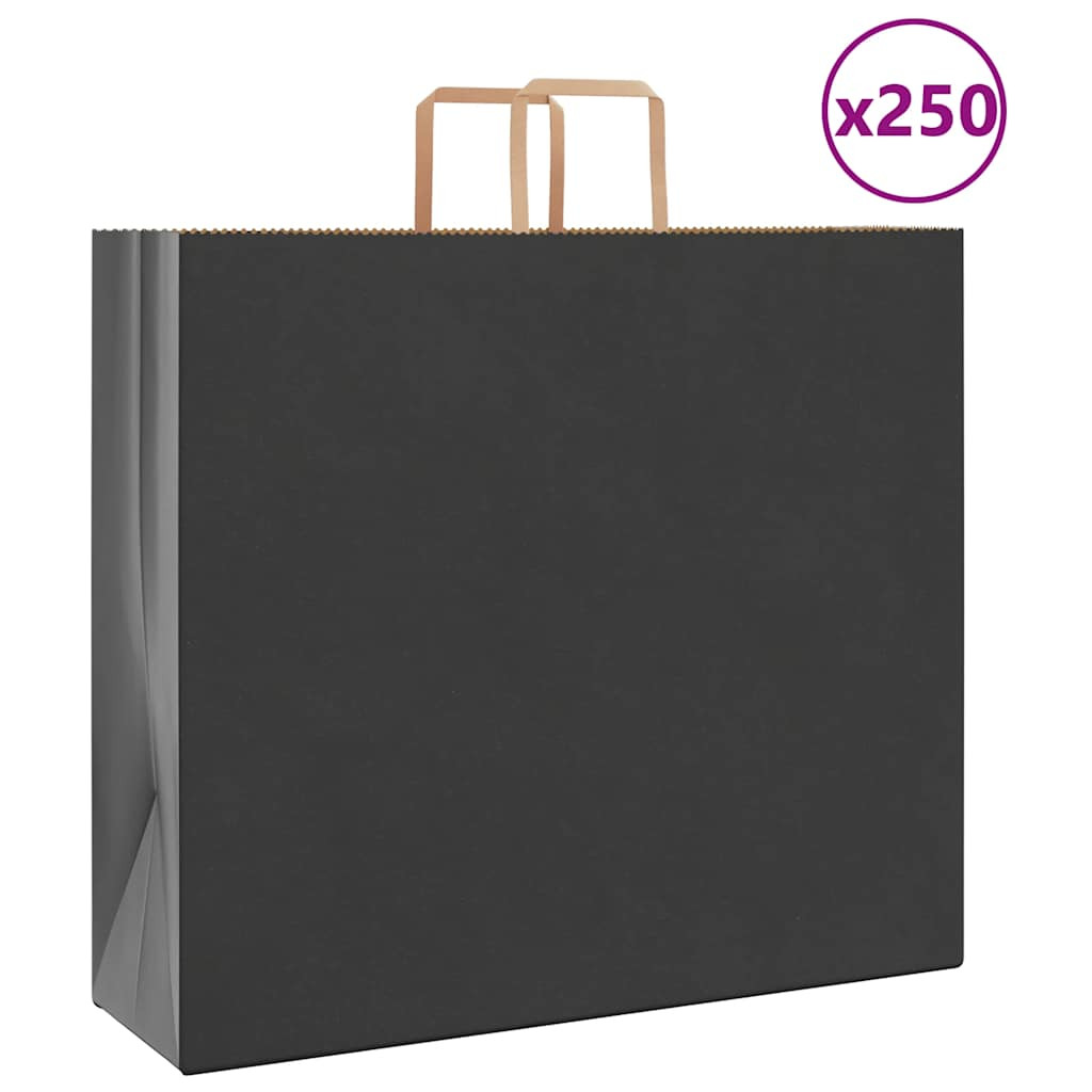 vidaXL Papiertragetaschen 250 Stk. mit Henkeln Schwarz 54x15x49 cm