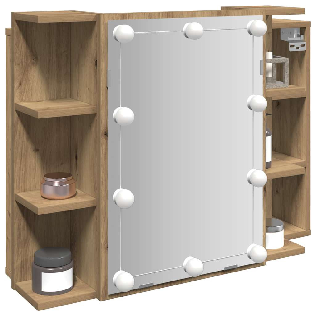 vidaXL Spiegelschrank mit LED Artisan Eichen-Optik 70x16,5x60 cm