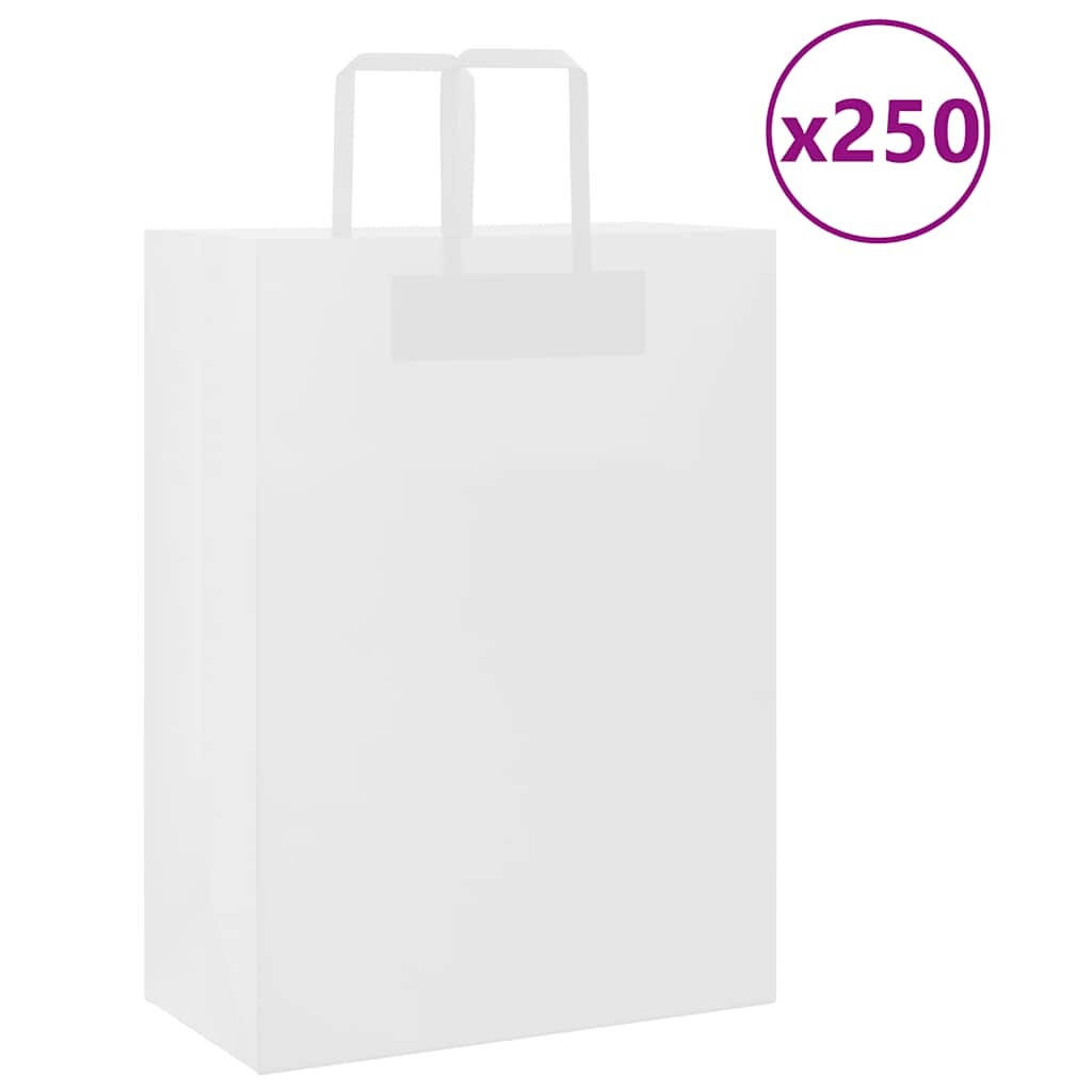vidaXL Papiertragetaschen 250 Stk. mit Henkeln Weiß 32x17x44 cm