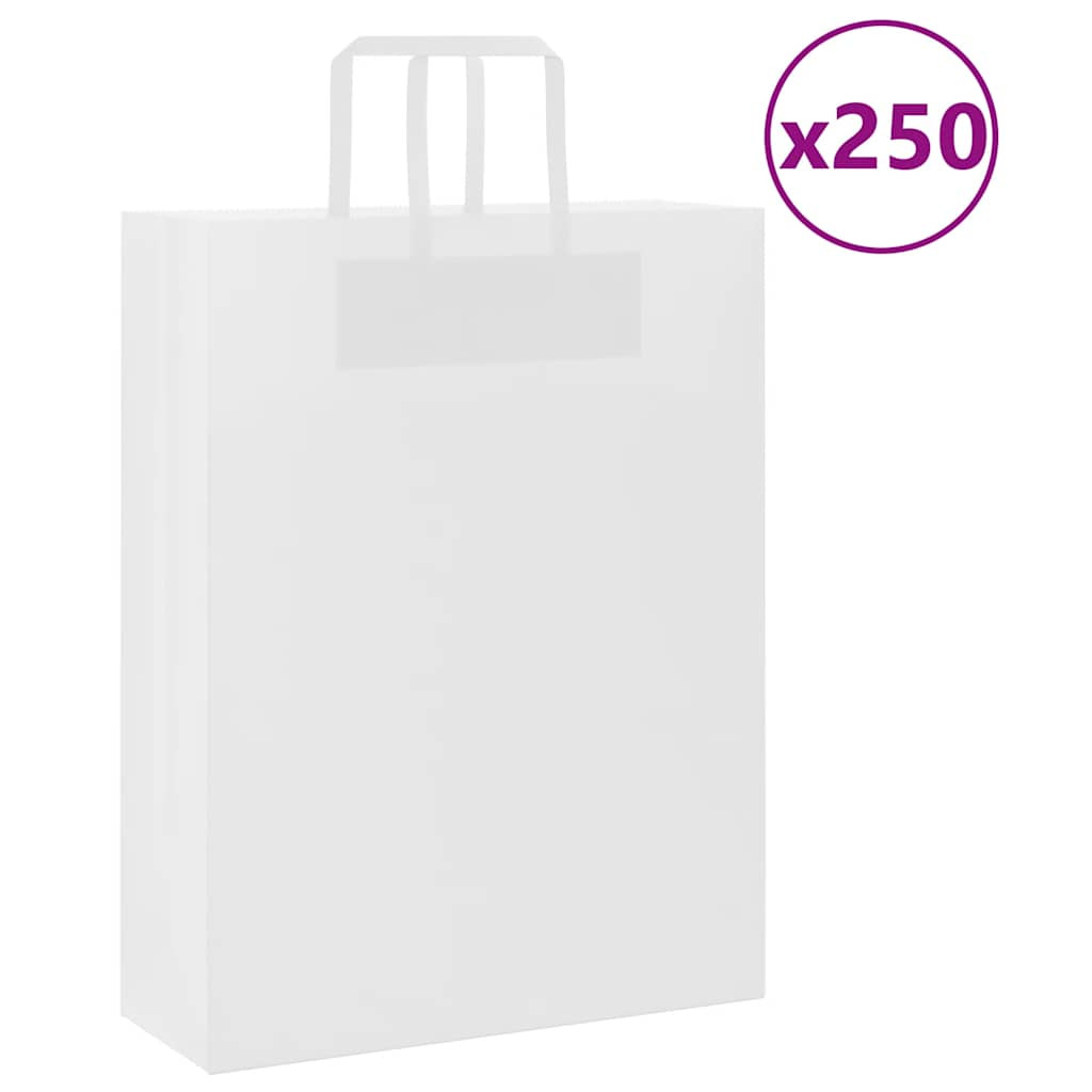 vidaXL Papiertragetaschen 250 Stk. mit Henkeln Weiß 32x12x42 cm