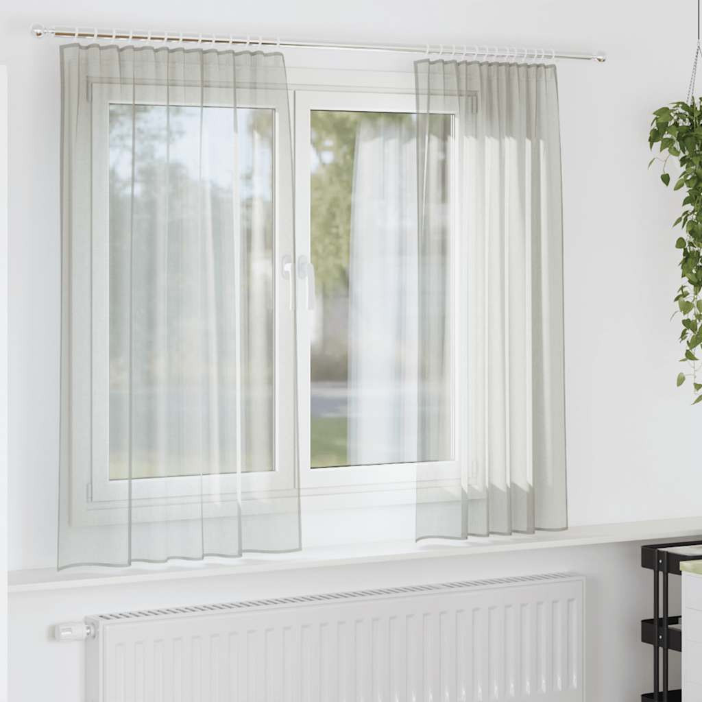 vidaXL Voile Vorhänge mit Stangentaschen 2 Stk. Hellgrau