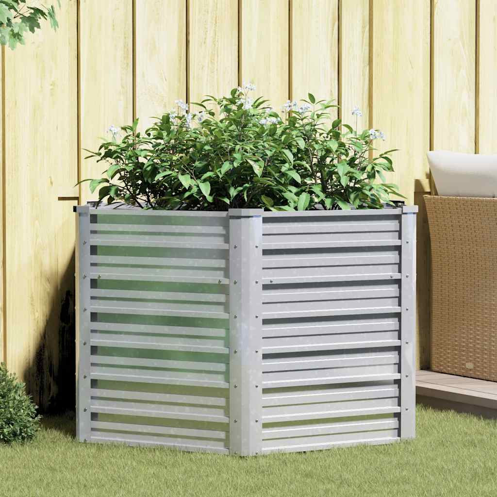 vidaXL Garten-Hochbeet 129x77 cm Verzinkter Stahl Silber