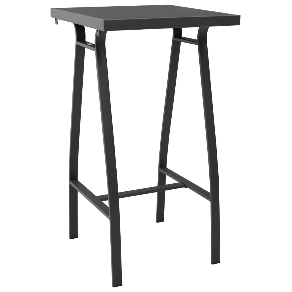 vidaXL Garten-Bartisch Schwarz 60×60×110 cm Hartglas