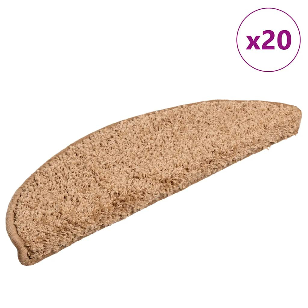 vidaXL Stufenmatten 20 Stk. 56x17x3 cm Beige Halbrund
