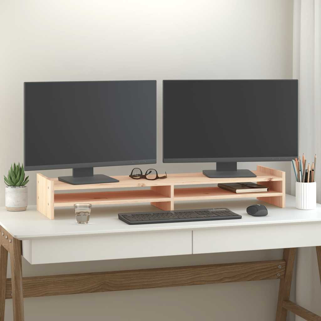 vidaXL Monitorständer 100x27x15 cm Massivholz Kiefer