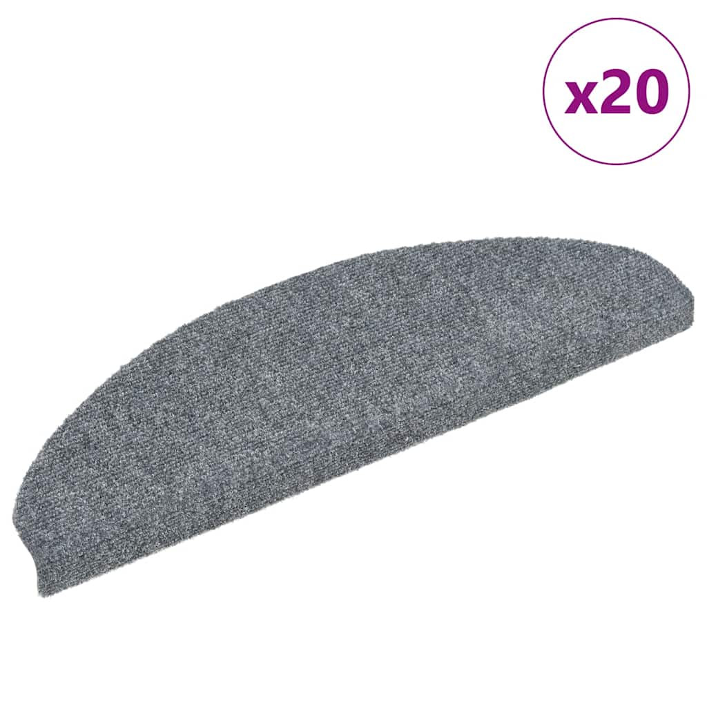 vidaXL Stufenmatten Selbstklebend 20 Stk. 65x21x4 cm Hellgrau Halbrund Groß