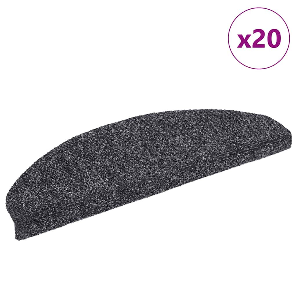 vidaXL Stufenmatten Selbstklebend 20 Stk. 65x21x4 cm Dunkelgrau Halbrund Groß