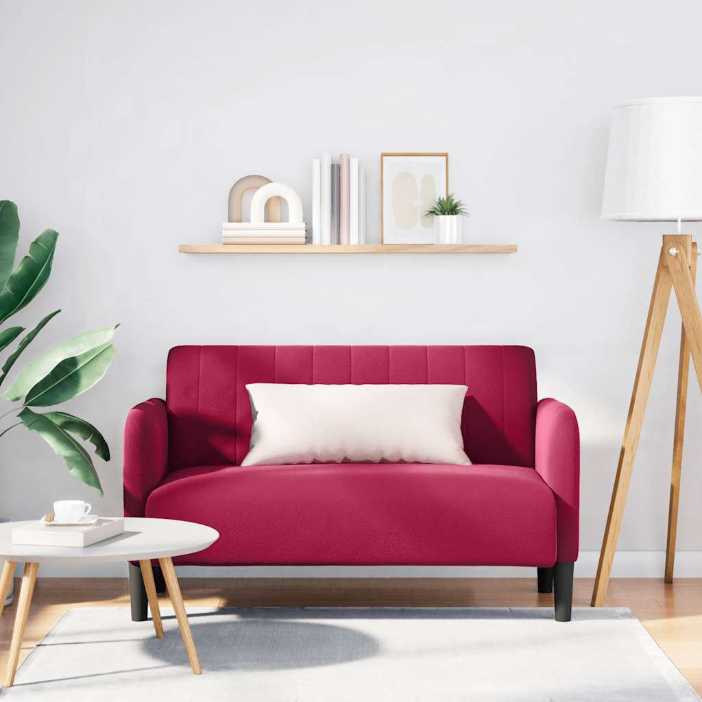 vidaXL Zweisitzer-Sofa Weinrot 109 cm Samt