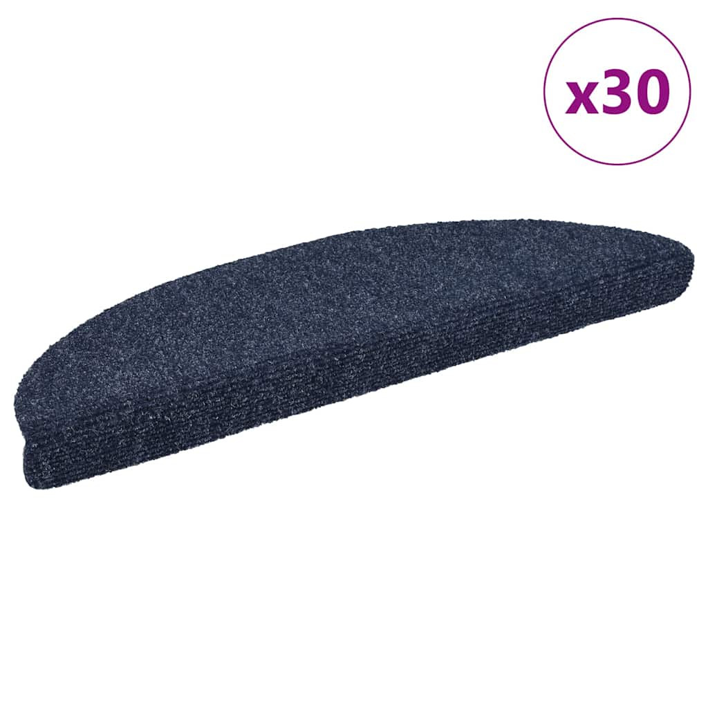 vidaXL Stufenmatten Selbstklebend 30 Stk. 56x17x3 cm Blau Halbrund