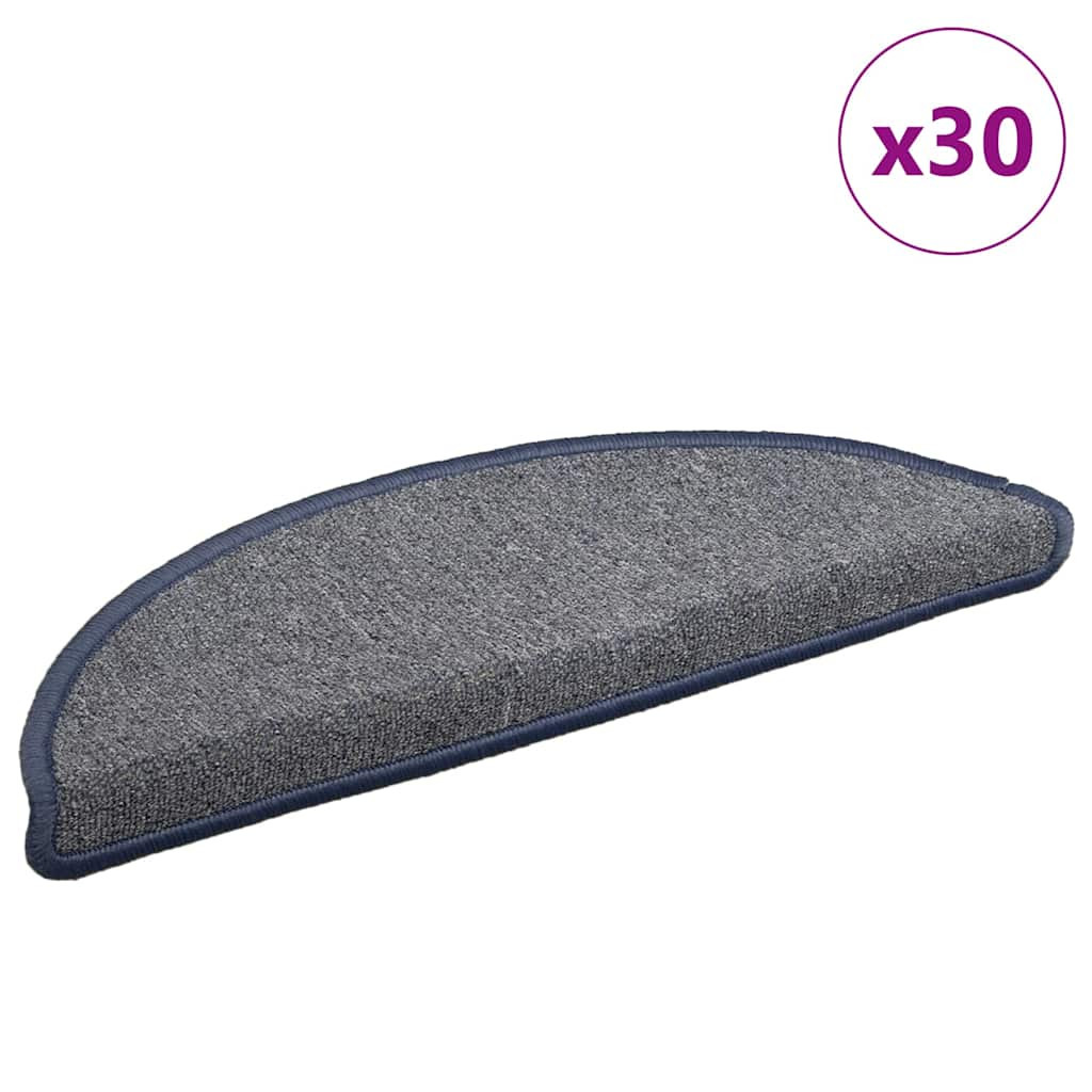 vidaXL Stufenmatten 30 Stk. 56x17x3 cm Hellgrau und Blau Halbrund