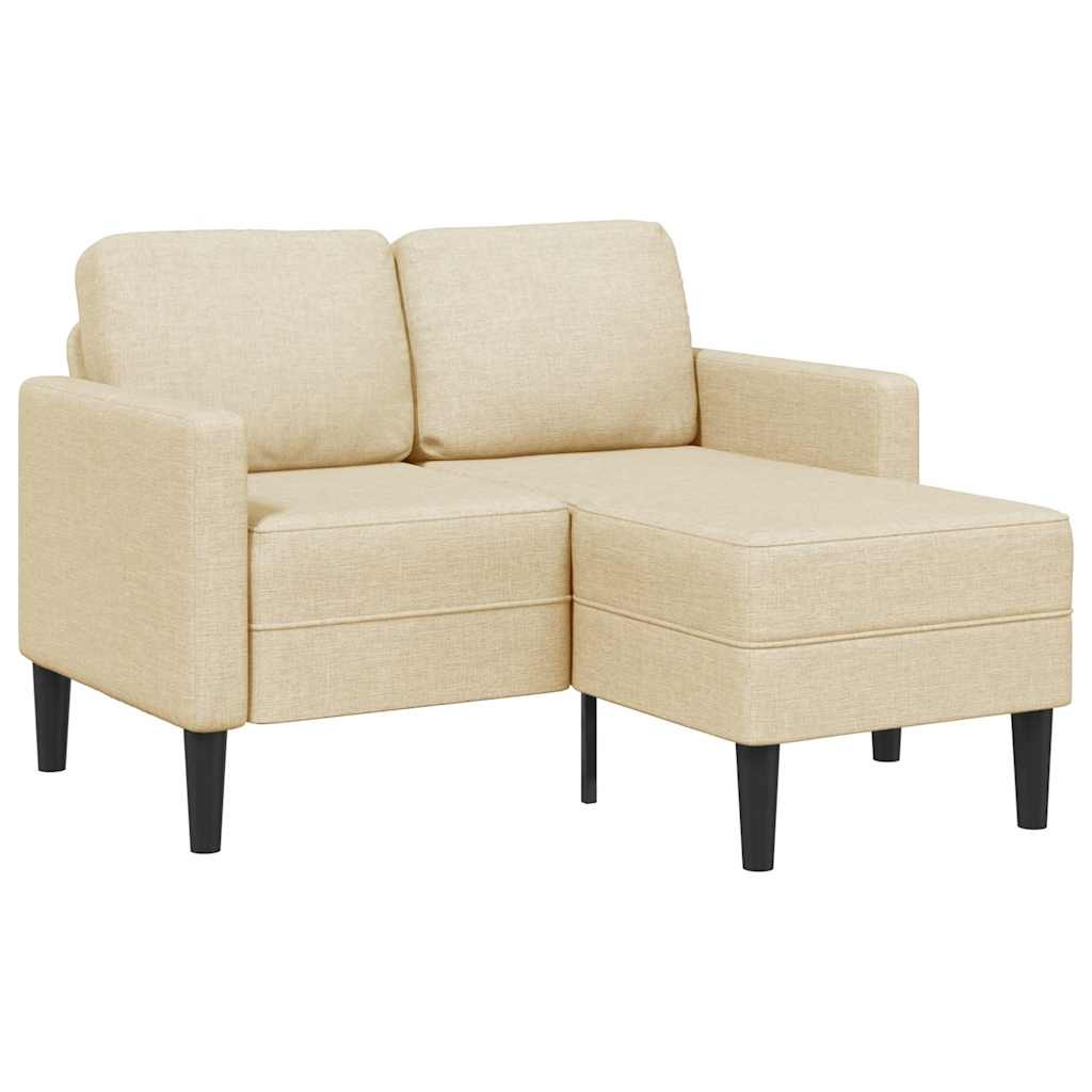 vidaXL 2-Sitzer-Sofa mit Chaiselongue L-Form Creme 125 cm Stoff