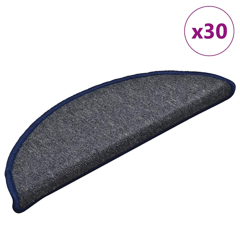vidaXL Stufenmatten 30 Stk. 56x17x3 cm Dunkelgrau und Blau Halbrund