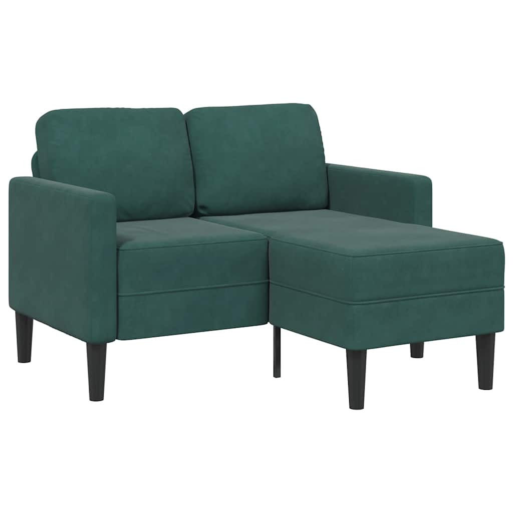 vidaXL 2-Sitzer-Sofa mit Chaiselongue L-Form Dunkelgrün 125 cm Samt