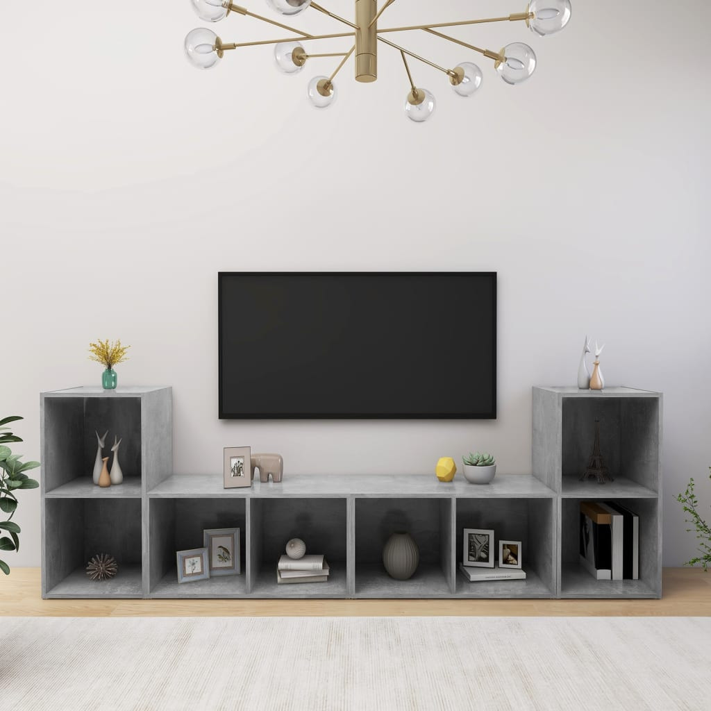 vidaXL TV-Schränke 4 Stk. Betongrau 72x35x36,5 cm Holzwerkstoff