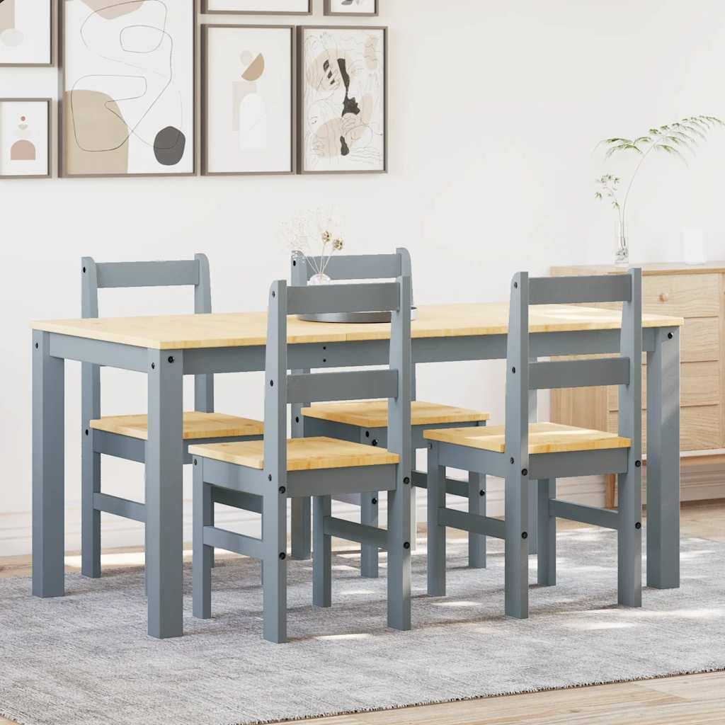 vidaXL 5-tlg. Essgruppe PANAMA Grau Massivholz Kiefer