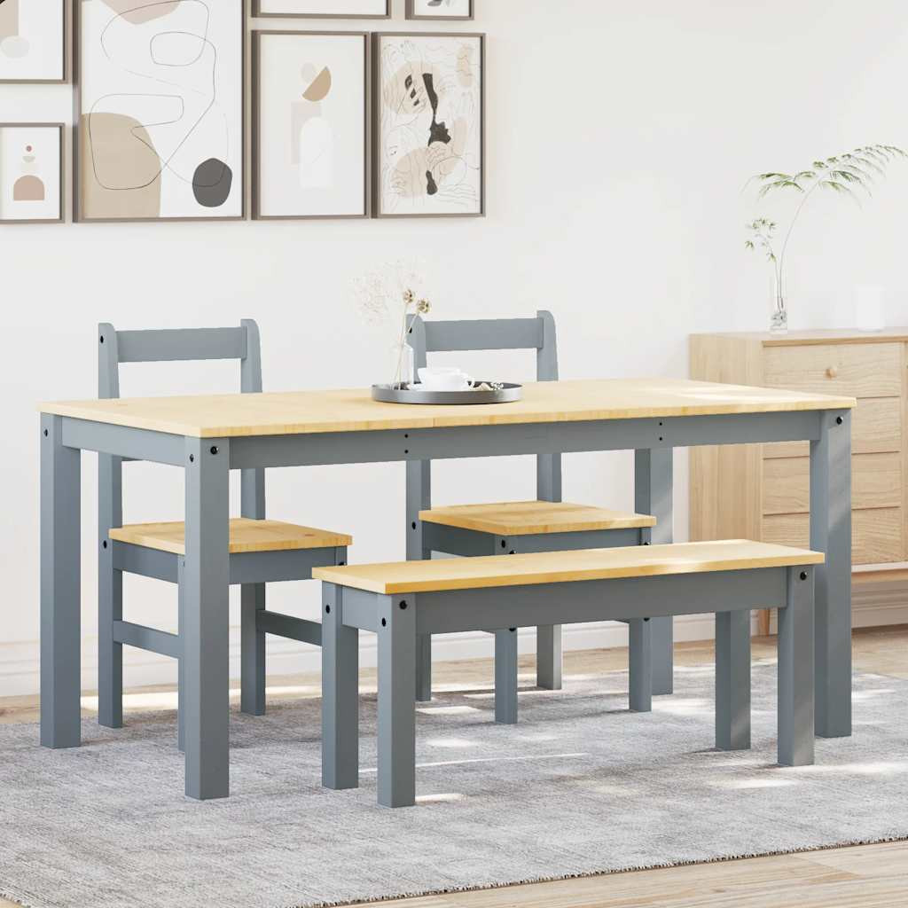 vidaXL 4-tlg. Essgruppe PANAMA Grau Massivholz Kiefer