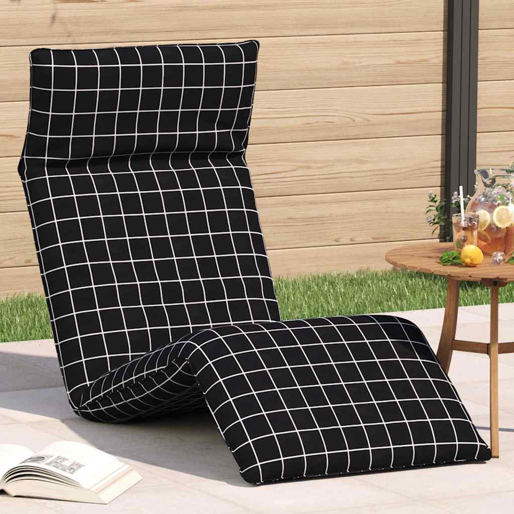 vidaXL Sonnenliege Klappbar Schwarz Karomuster 175x54x8,5 cm