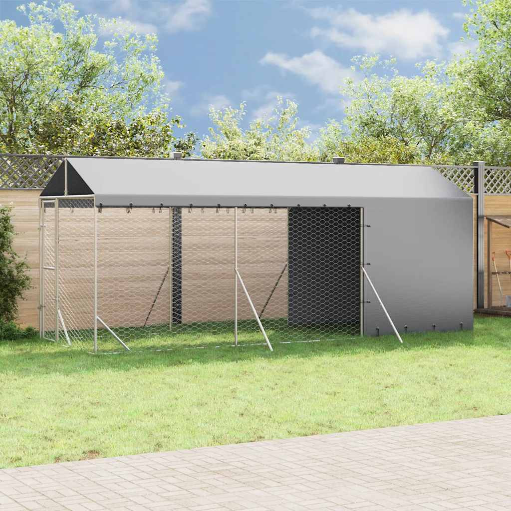 vidaXL Outdoor-Hundezwinger mit Dach Silbern 2x6x2,5m Verzinkter Stahl