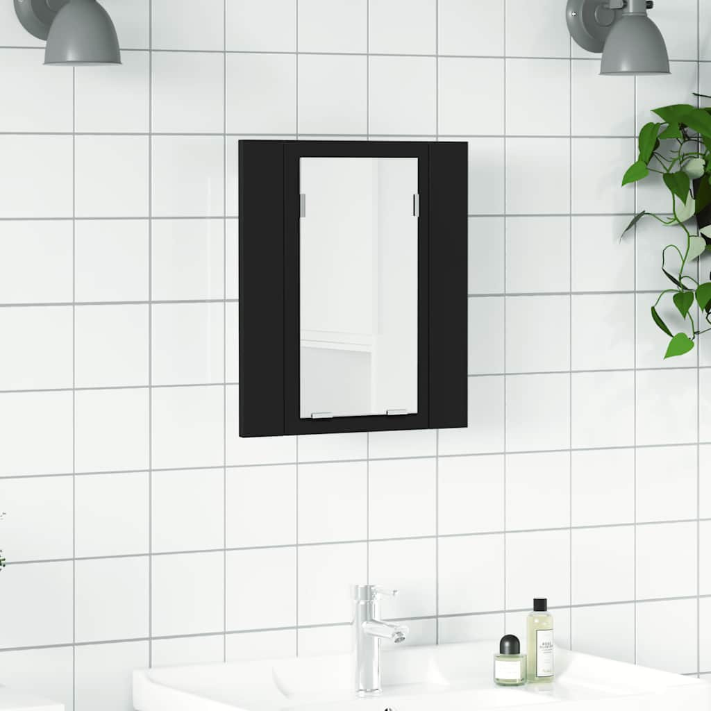 vidaXL LED-Bad-Spiegelschrank Schwarz 40x12x45 cm Acryl