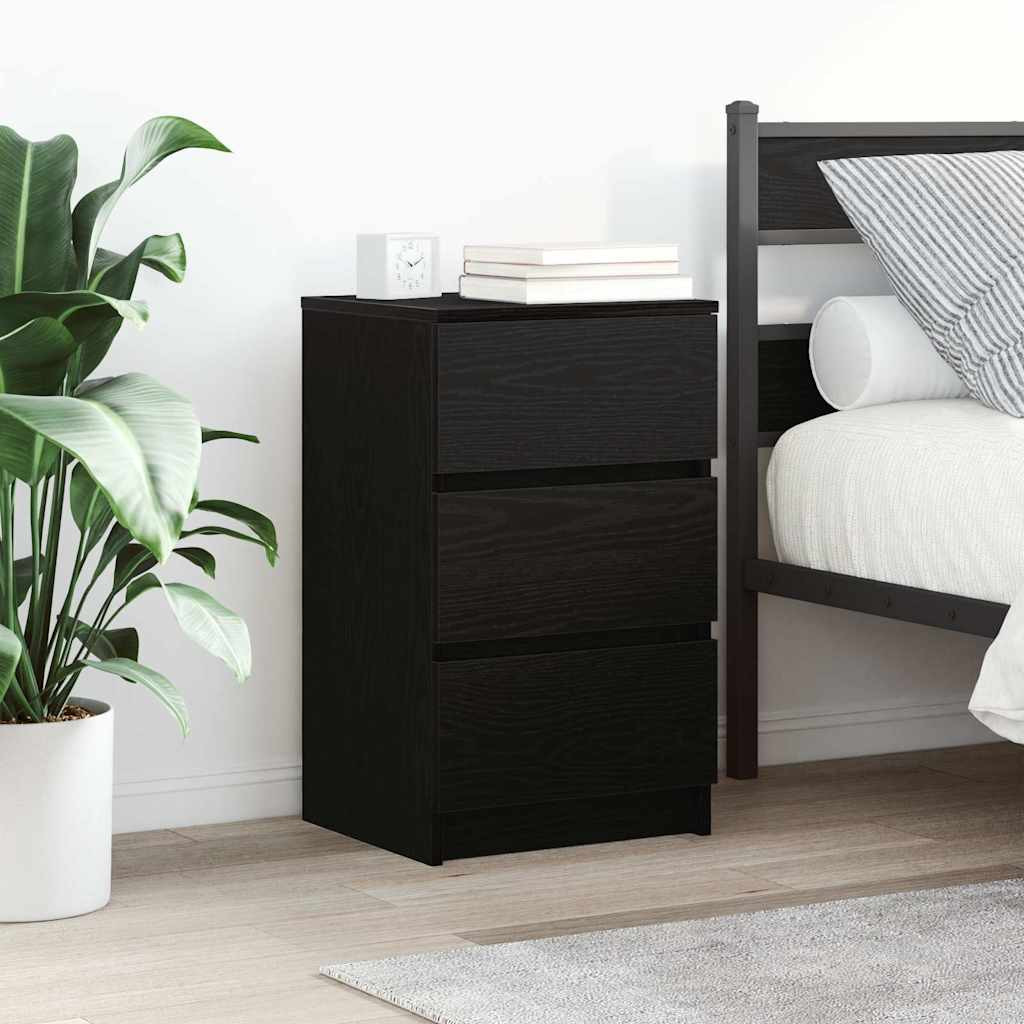 vidaXL Nachttische mit 3 Schubladen 2 Stk. Schwarz 39x35x65 cm