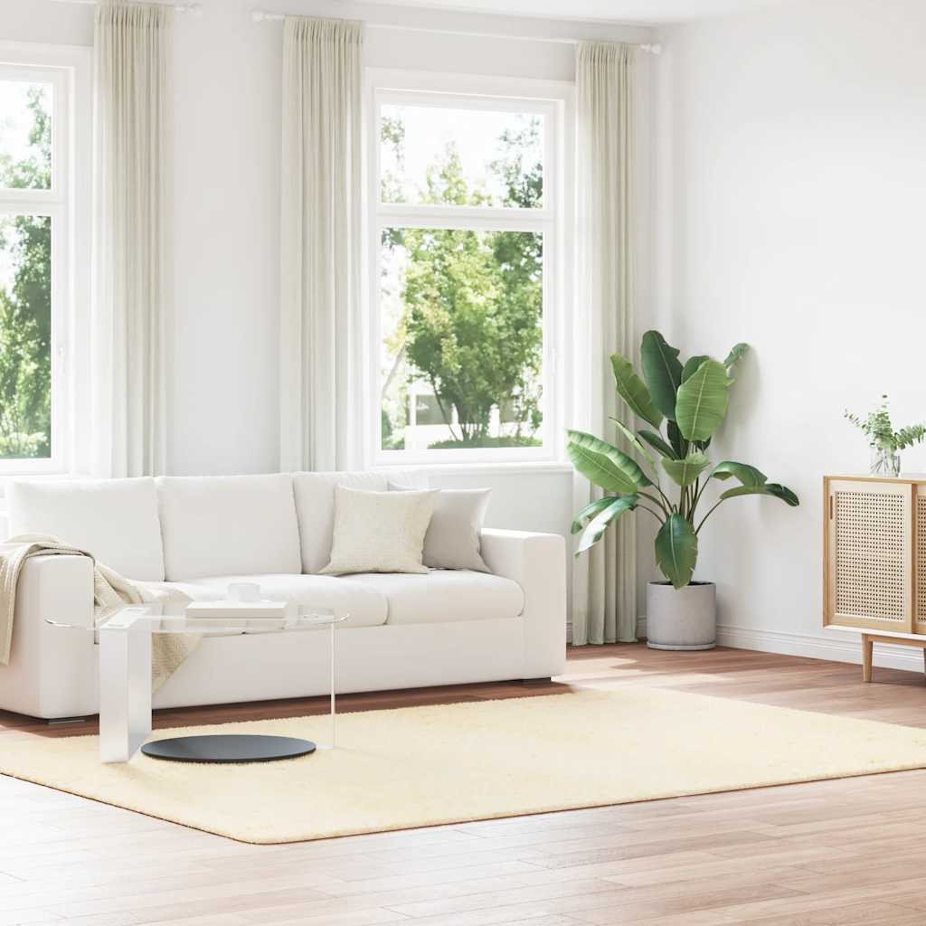 vidaXL Teppich Shaggy Hochflor NAVARRA Creme 200x290 cm Polyester