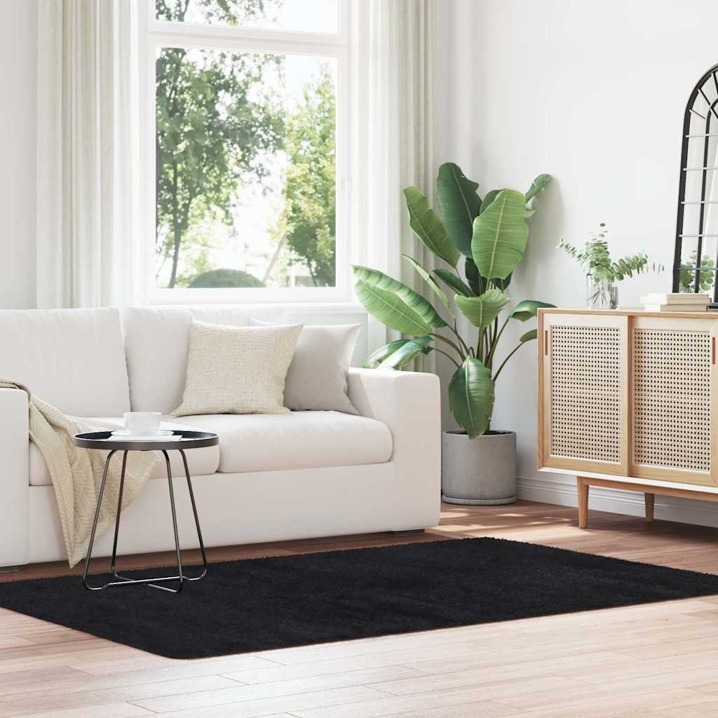 vidaXL Teppich Shaggy Hochflor NAVARRA Schwarz 130x200 cm Polyester