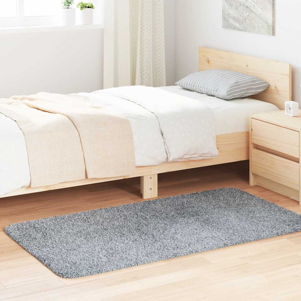 vidaXL Teppich Shaggy Hochflor NAVARRA Hellgrau 80x150 cm Polyester
