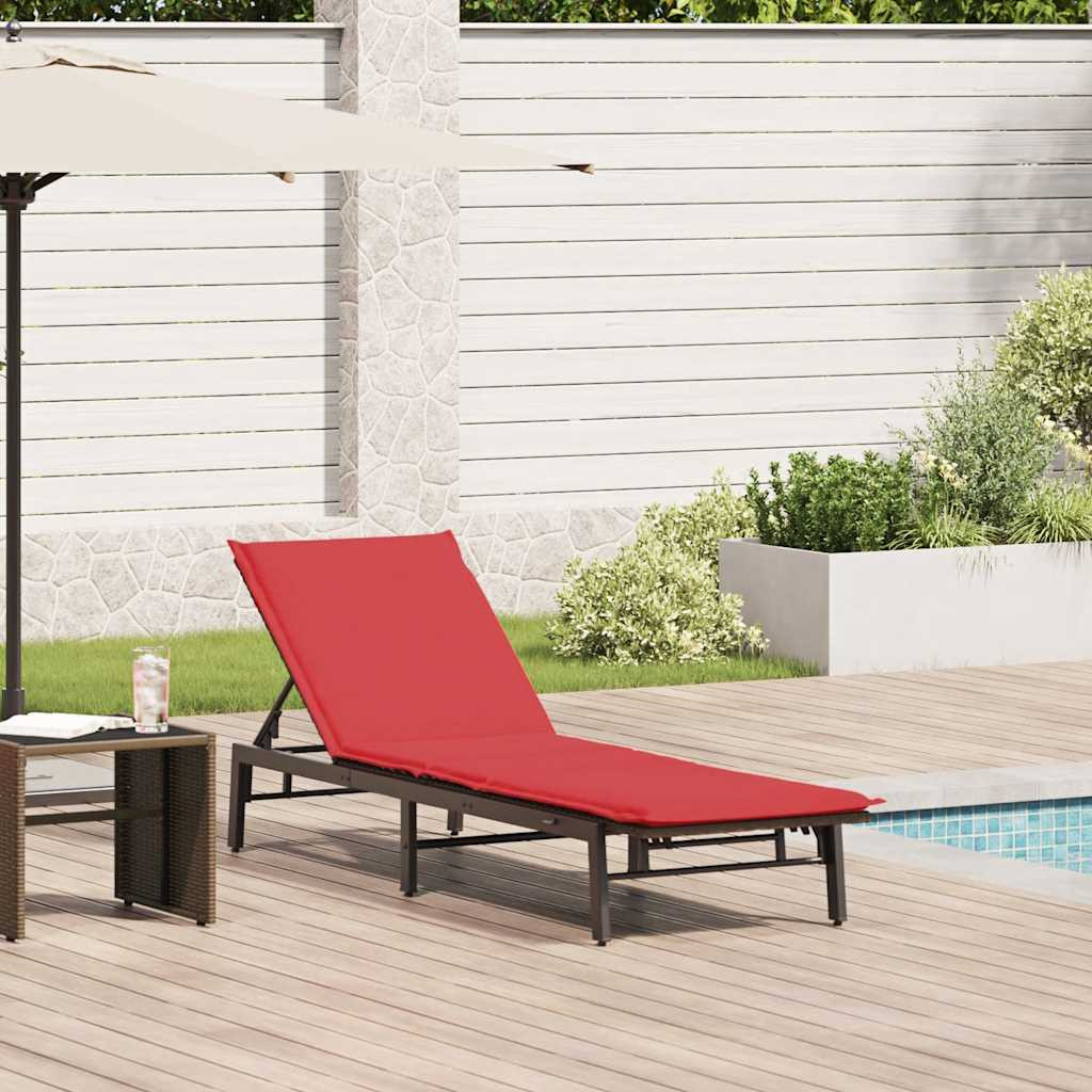 vidaXL Sonnenliege mit Auflage Braun Poly Rattan