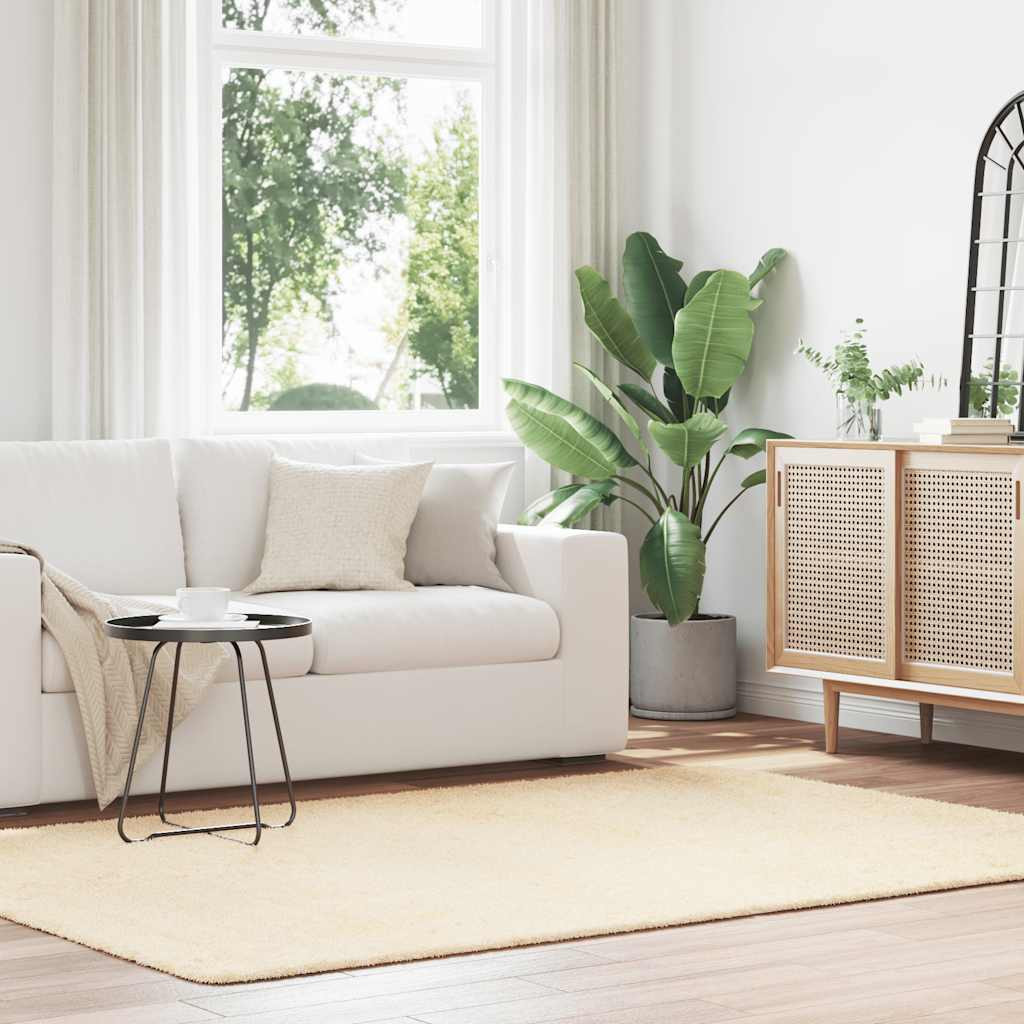 vidaXL Teppich Shaggy Hochflor NAVARRA Creme 160x230 cm Polyester