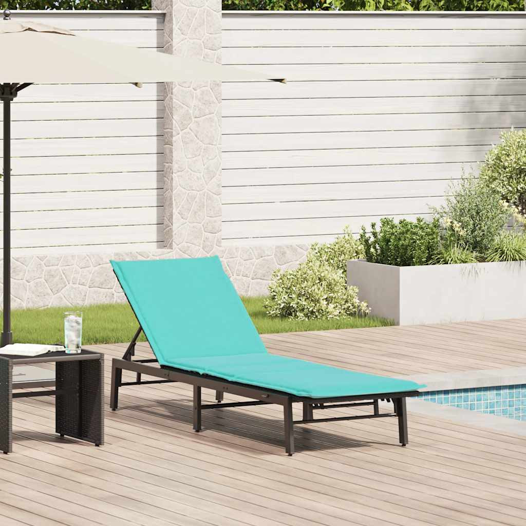 vidaXL Sonnenliege mit Auflage Schwarz Poly-Rattan