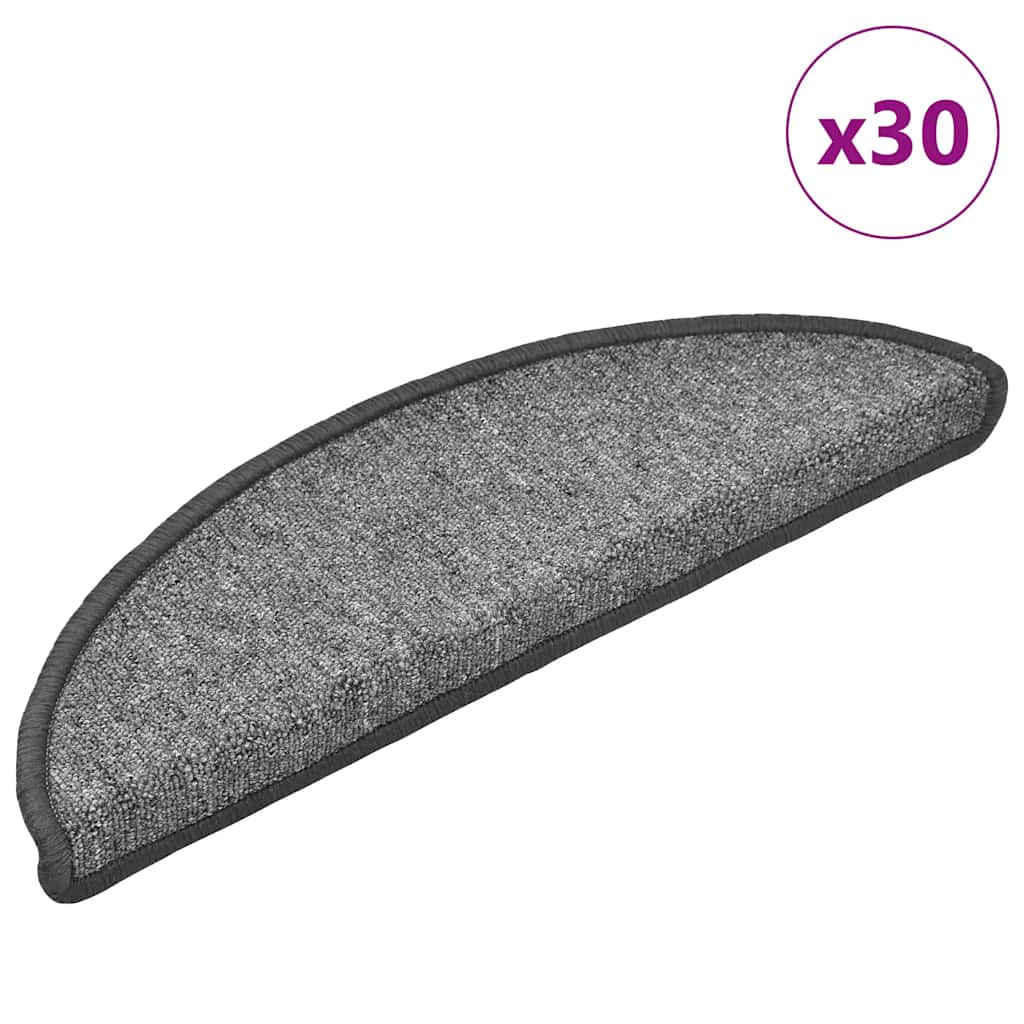 vidaXL Stufenmatten 30 Stk. 56x17x3 cm Dunkelgrau Halbrund