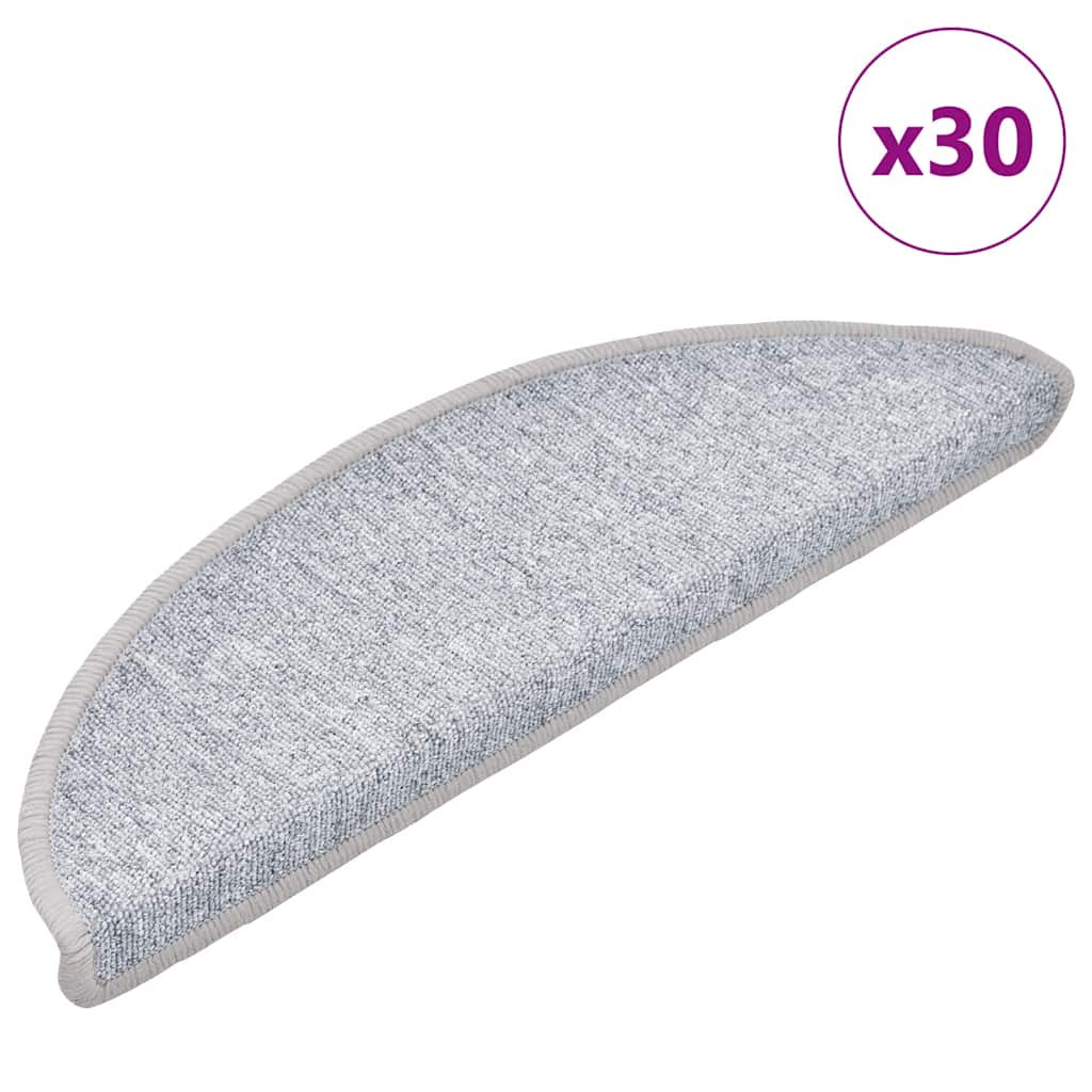 vidaXL Stufenmatten 30 Stk. 56x17x3 cm Hellgrau Halbrund