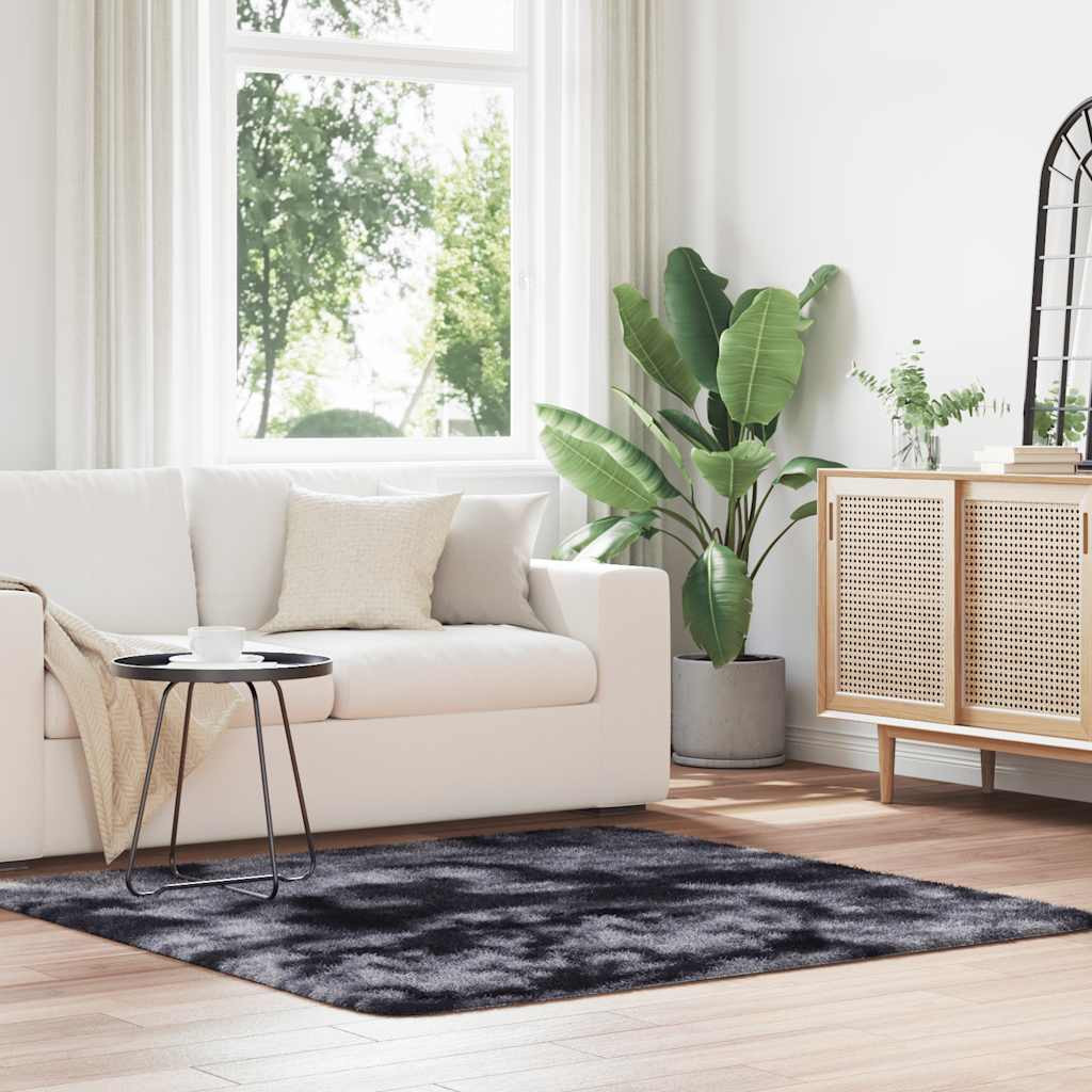 vidaXL Teppich Shaggy Hochflor NAVARRA Dunkelgrau 160x160 cm Polyester