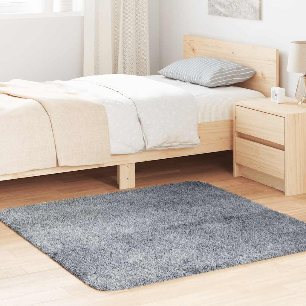 vidaXL Teppich Shaggy Hochflor NAVARRA Hellgrau 120x120 cm Polyester