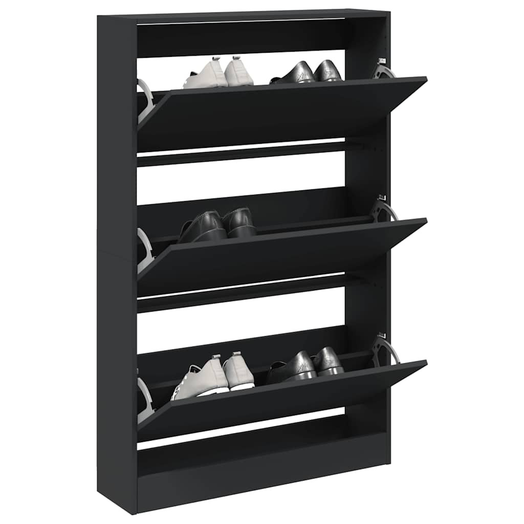 vidaXL Schuhschrank Schwarz 80x21x125,5 cm Holzwerkstoff