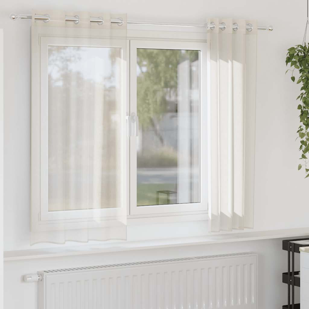 vidaXL Voile Vorhänge mit Ösen 2 Stk. Creme 140x175 cm