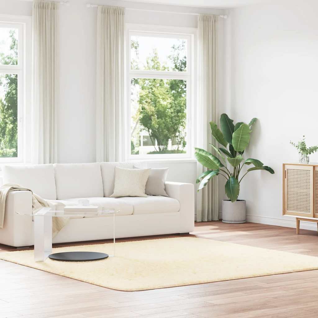 vidaXL Teppich Shaggy Hochflor NAVARRA Creme 240x240 cm Polyester