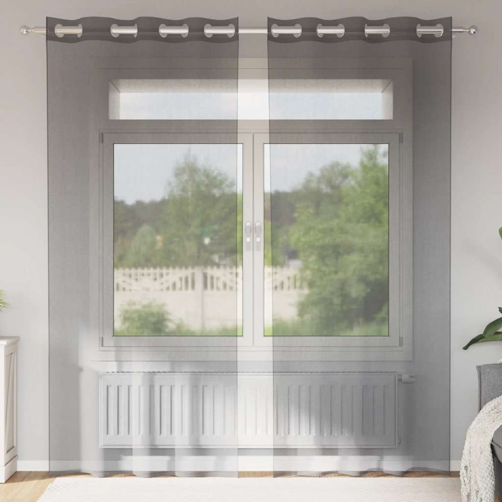 vidaXL Voile Vorhänge mit Ösen 2 Stk. Dunkelgrau 140x225 cm